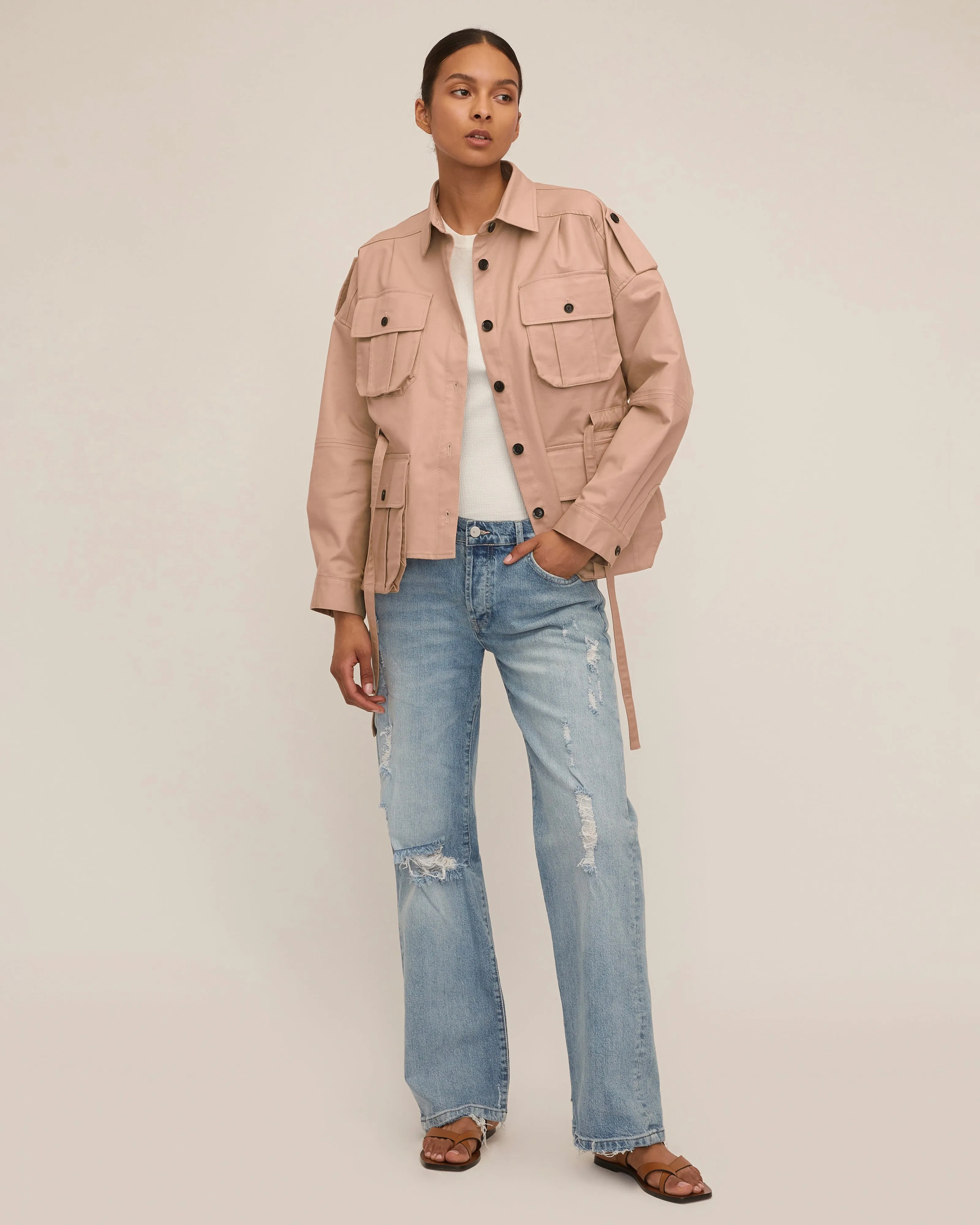 Dante Crisp Canvas Cropped Utility Jacket