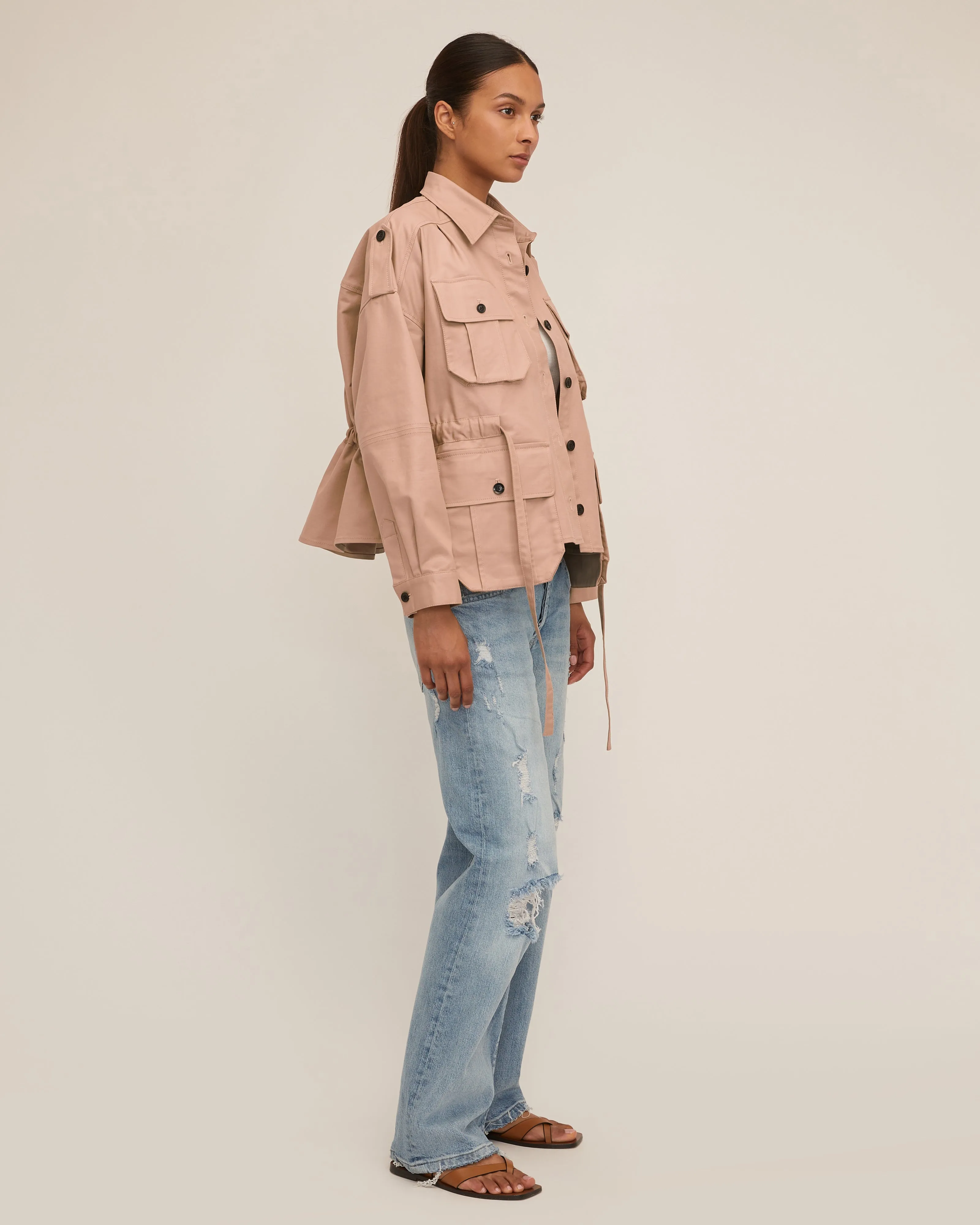 Dante Crisp Canvas Cropped Utility Jacket