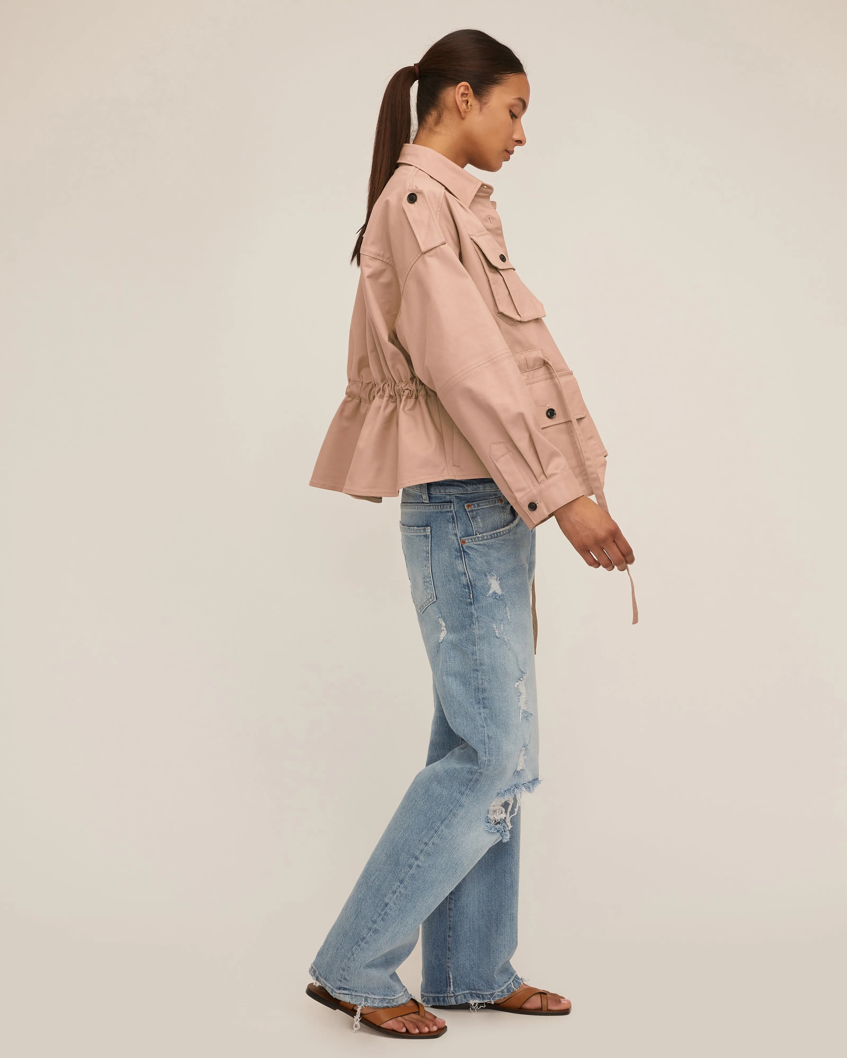 Dante Crisp Canvas Cropped Utility Jacket