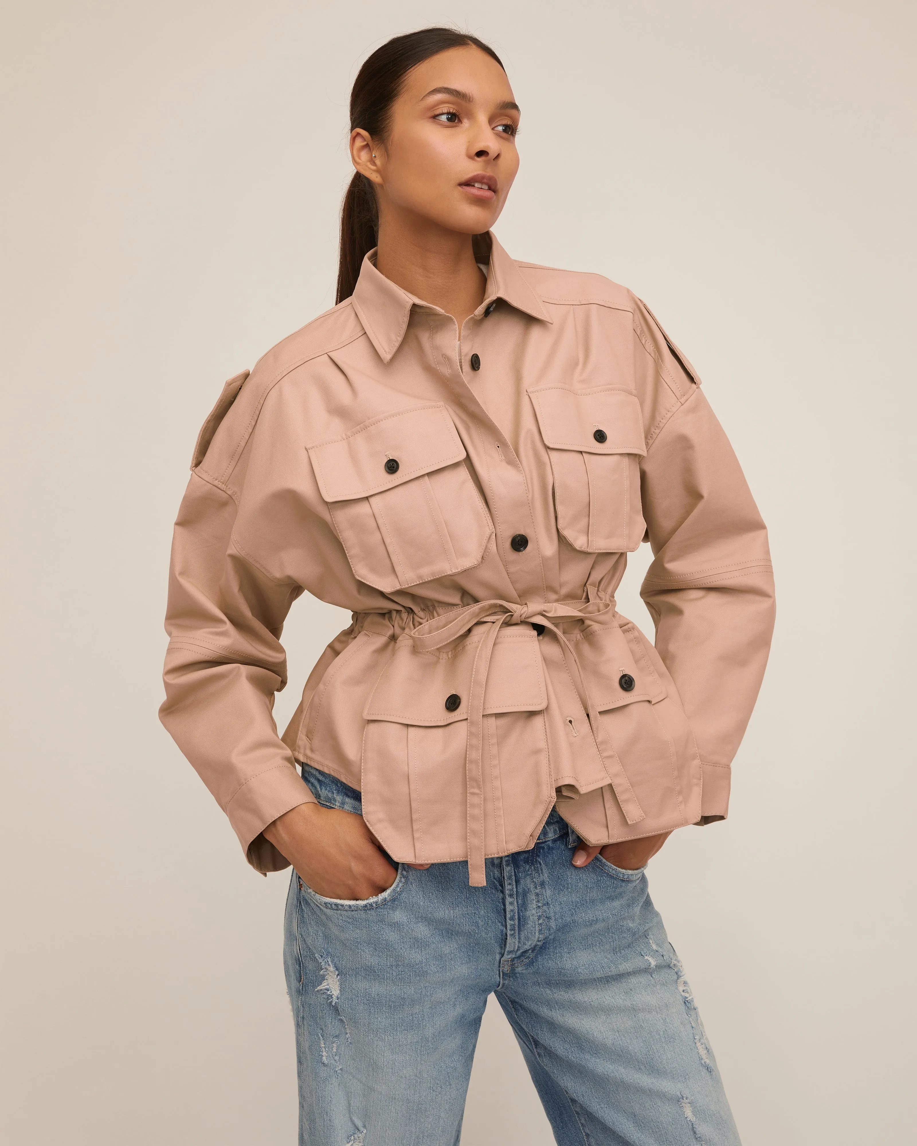 Dante Crisp Canvas Cropped Utility Jacket