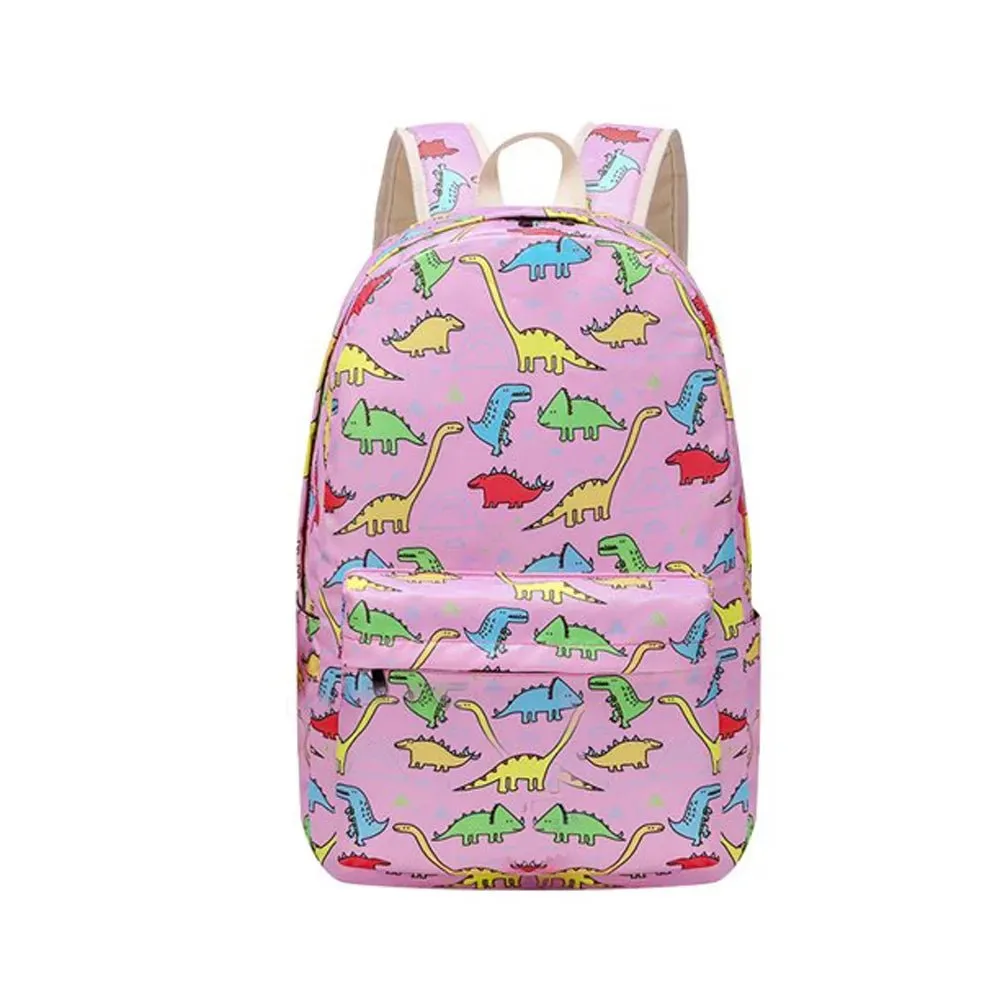 Dino park 3 pcs Matching Backpack with Lunch Bag & Stationery Pouch, Pink