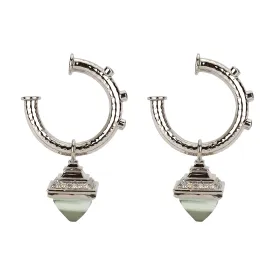 Earrings - Diamond & Green Quartz