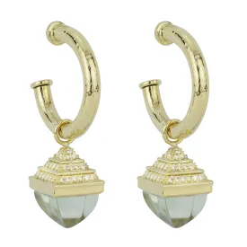 Earrings - Green Quartz And Diamond (2262I)