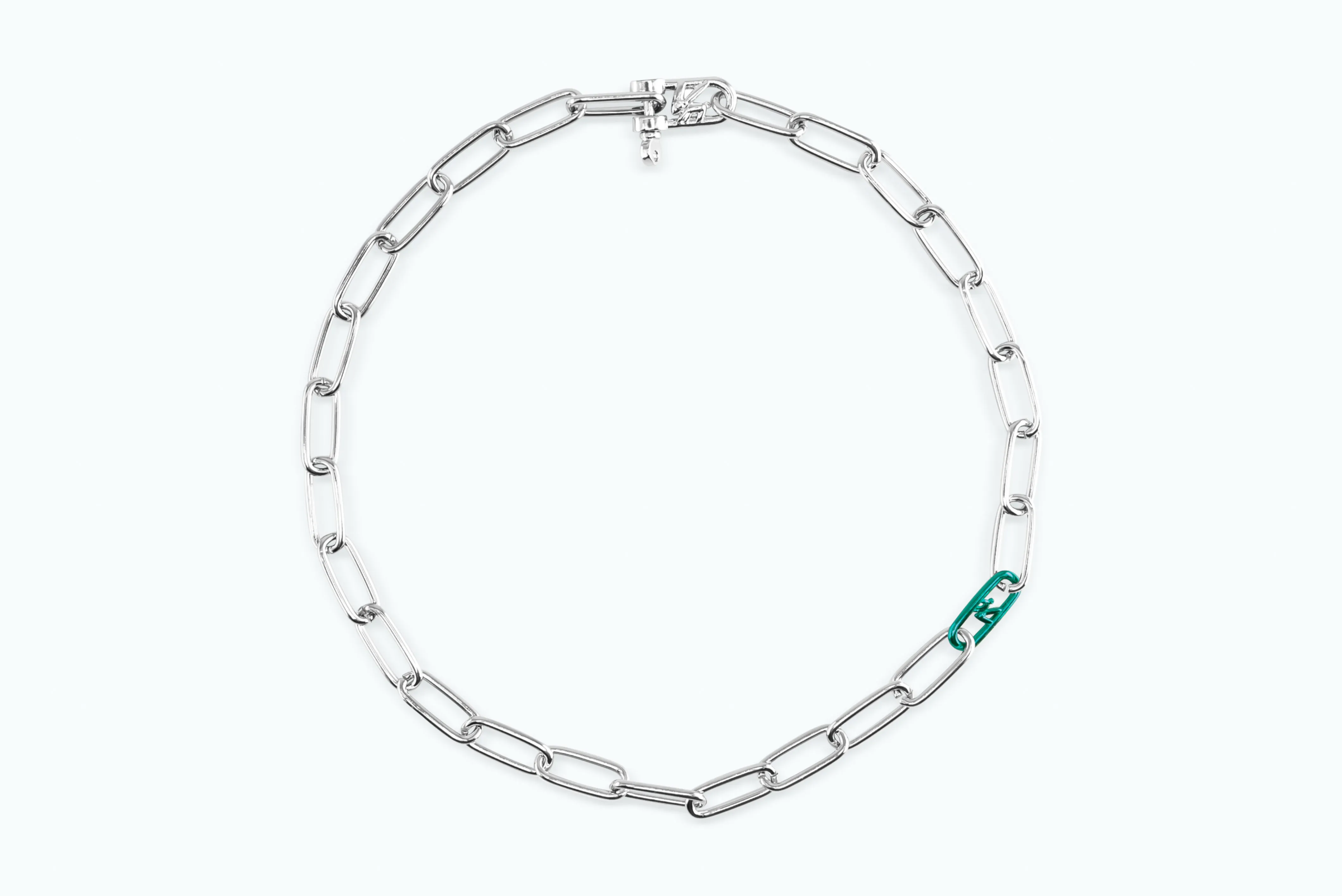 Electro Signature Chain Necklace Silver Green