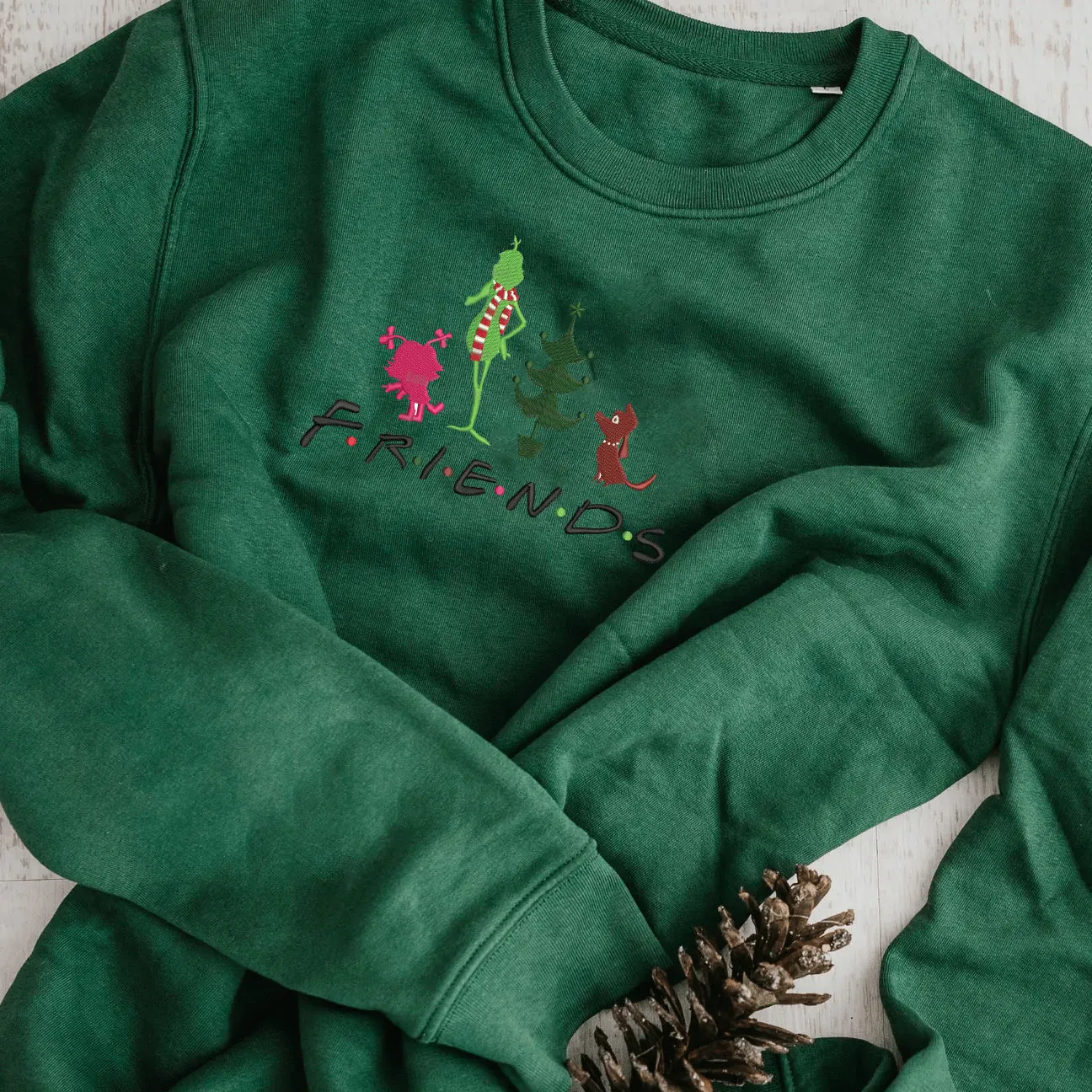 Embroidered Christmas The G-r-i-n-c-h Friends Hoodie Sweatshirt T-Shirt