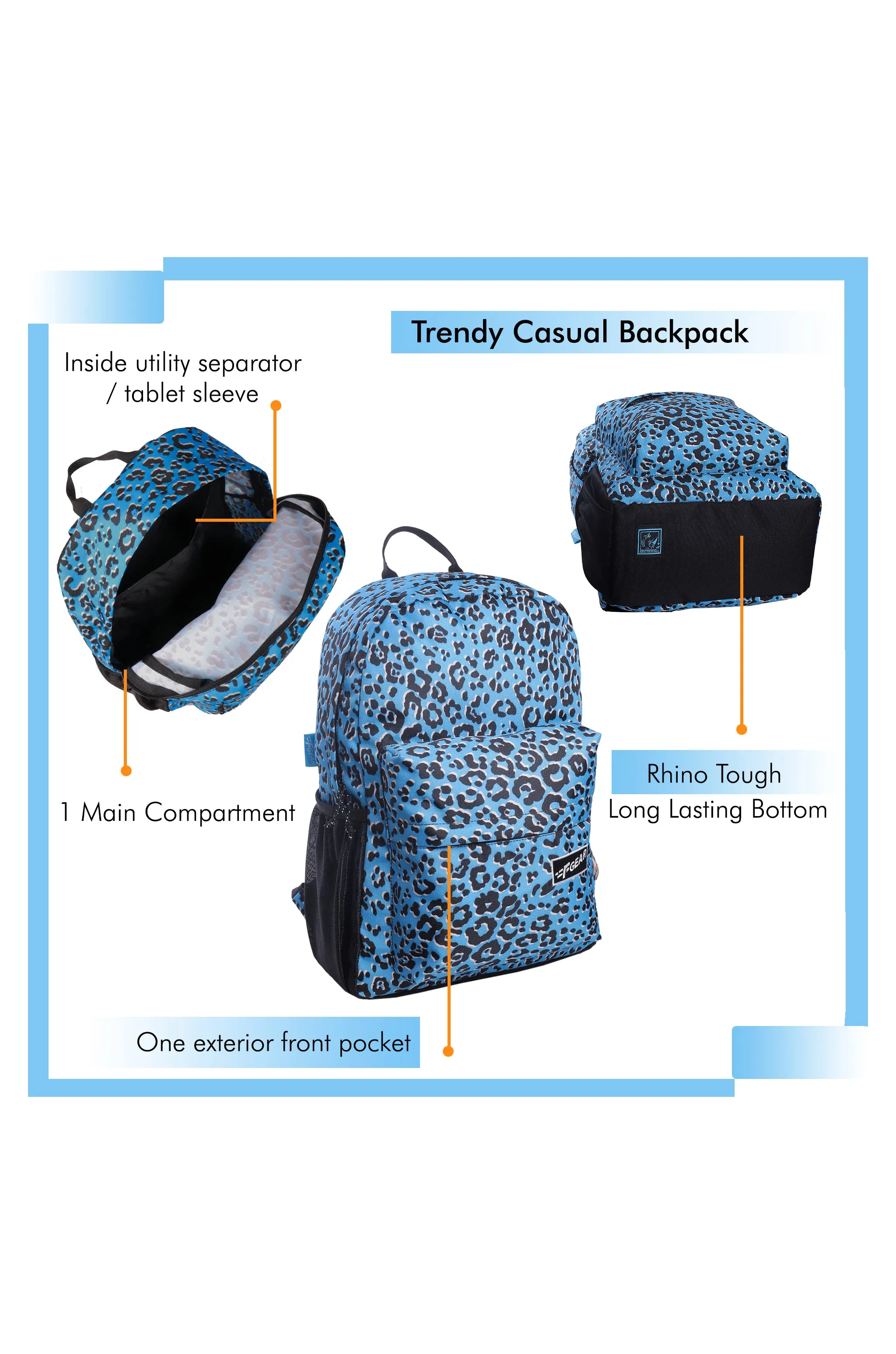 Emprise 23L Animal Print Blue Backpack