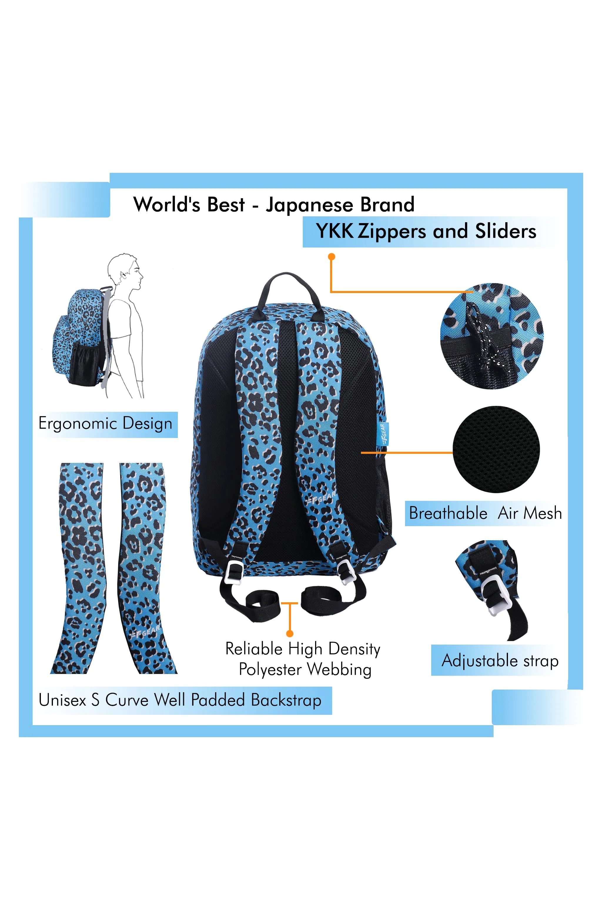 Emprise 23L Animal Print Blue Backpack