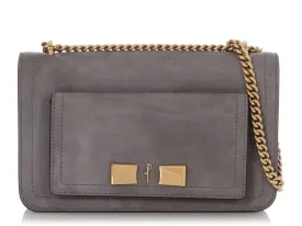 Ferragamo Gray Suede Ginevra Bag