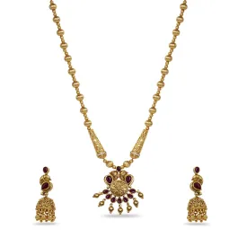 Festive Antique Kempu Necklace Set