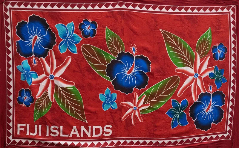 Fiji Islands Topical Flowers Banana Leaf Sarong