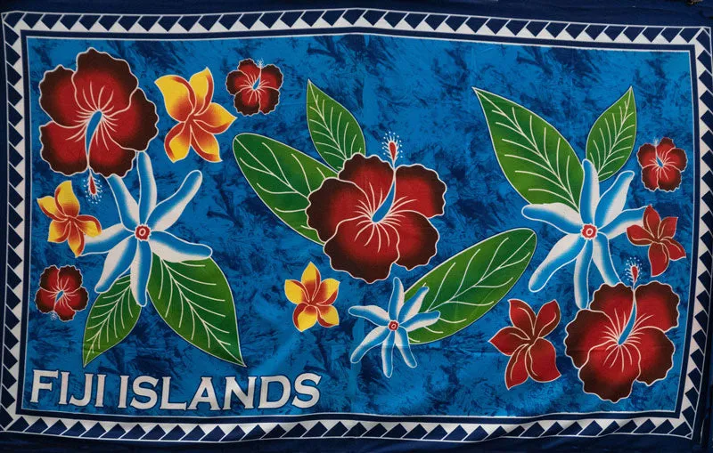 Fiji Islands Topical Flowers Banana Leaf Sarong