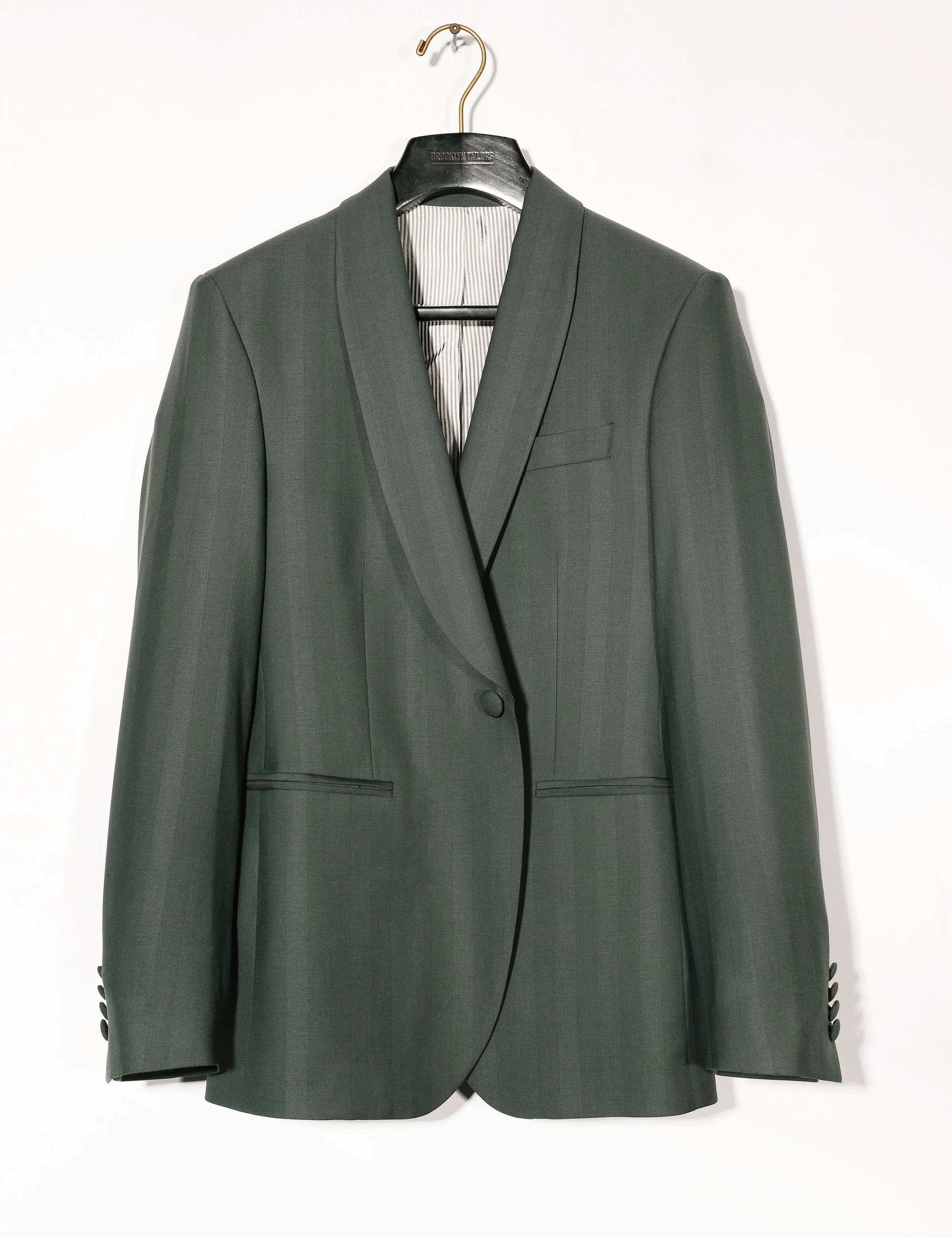 FINAL SALE: BKT50 Shawl Collar Dinner Jacket in Wool Herringbone - Cyprus