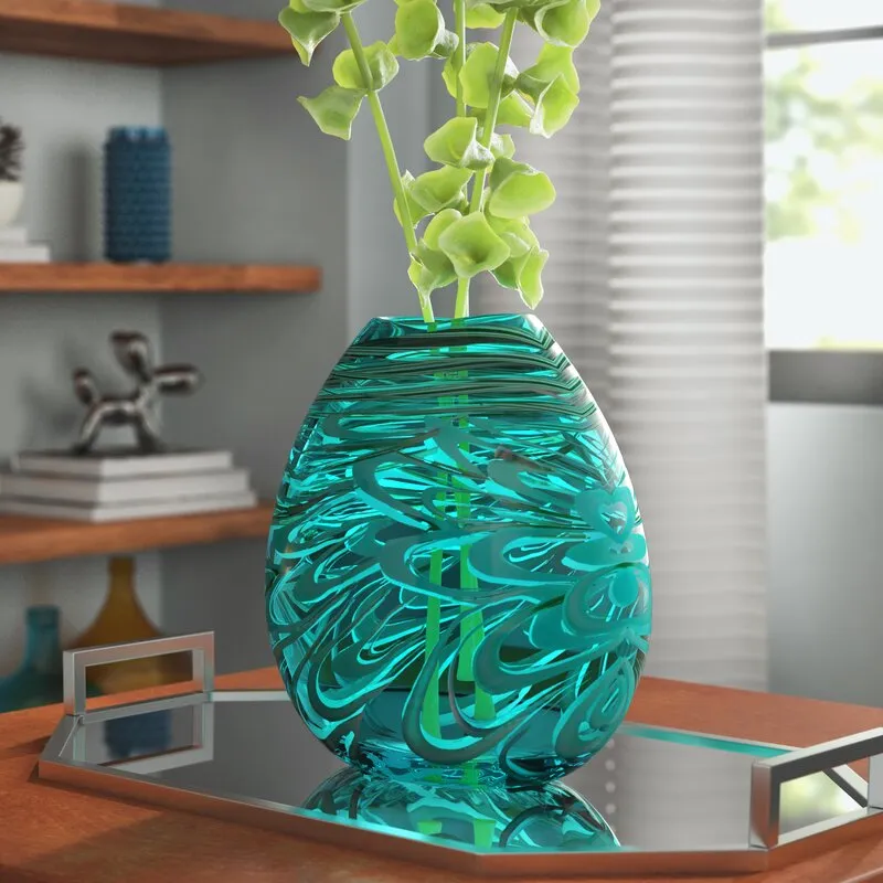 Galnia Turquoise 8.5'' Glass Table Vase