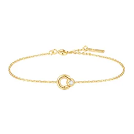 Gold Hoop Freshwater Pearl Bracelet