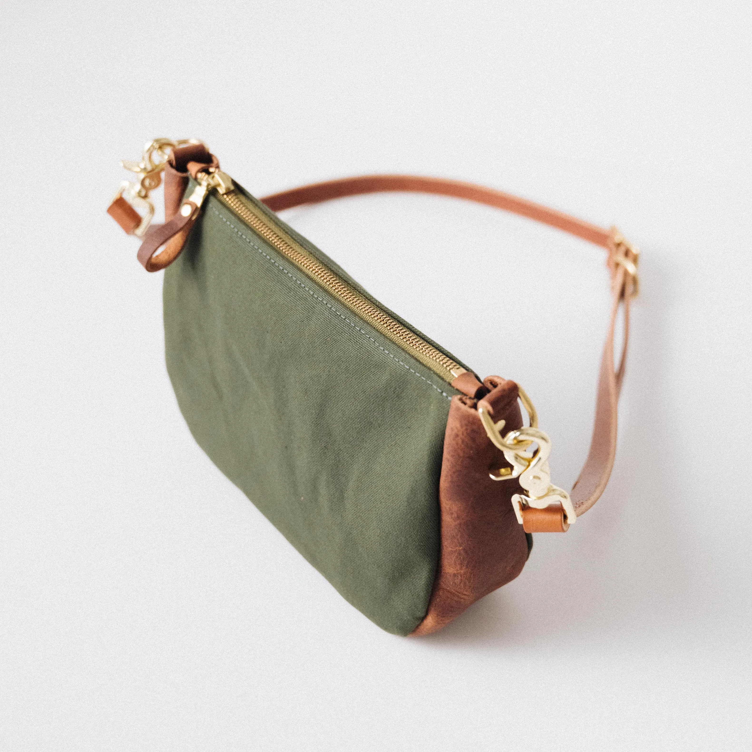 Green Canvas Medium Crossbody Bag