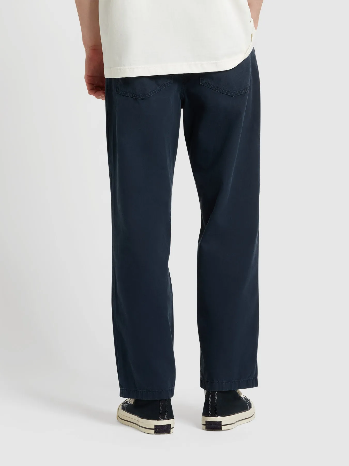 Greenport Loose Fit Canvas Trousers In True Navy