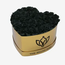 Heart Mirror Gold Box | Black Roses