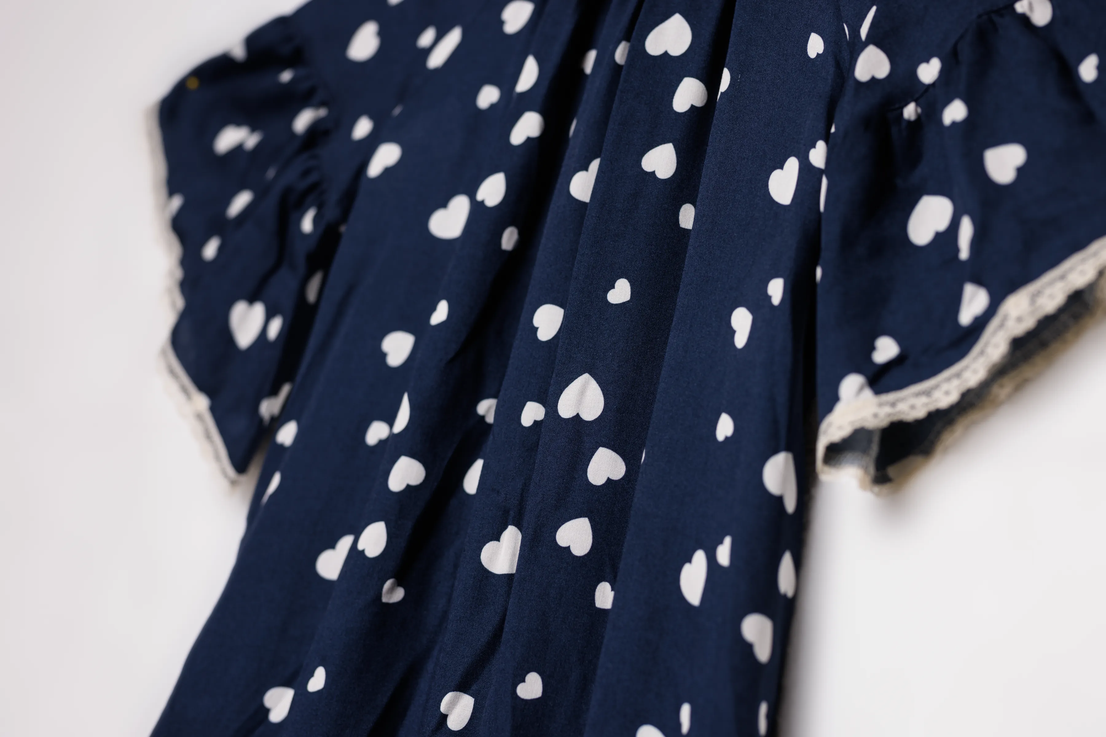 HELENA - GIRLS VISCOSE PYJAMA NAVY WITH WHITE HEARTS