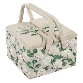 Hobby Gift: Sewing Box (L): Twin Lid: Square: Hydrangea: Item size: (d/w/h) 25 x 25 x 17cm.