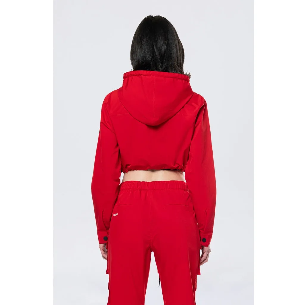 Hooded Utility Full Zip Jacket - True Red