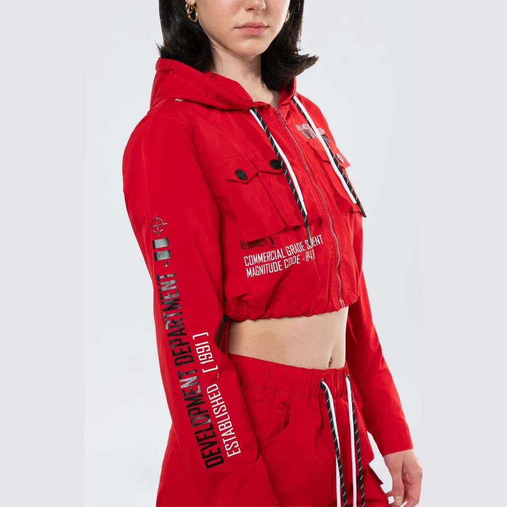 Hooded Utility Full Zip Jacket - True Red