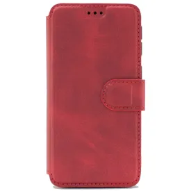 Huawei P40 Pro, Leather Wallet Case, Color Red,