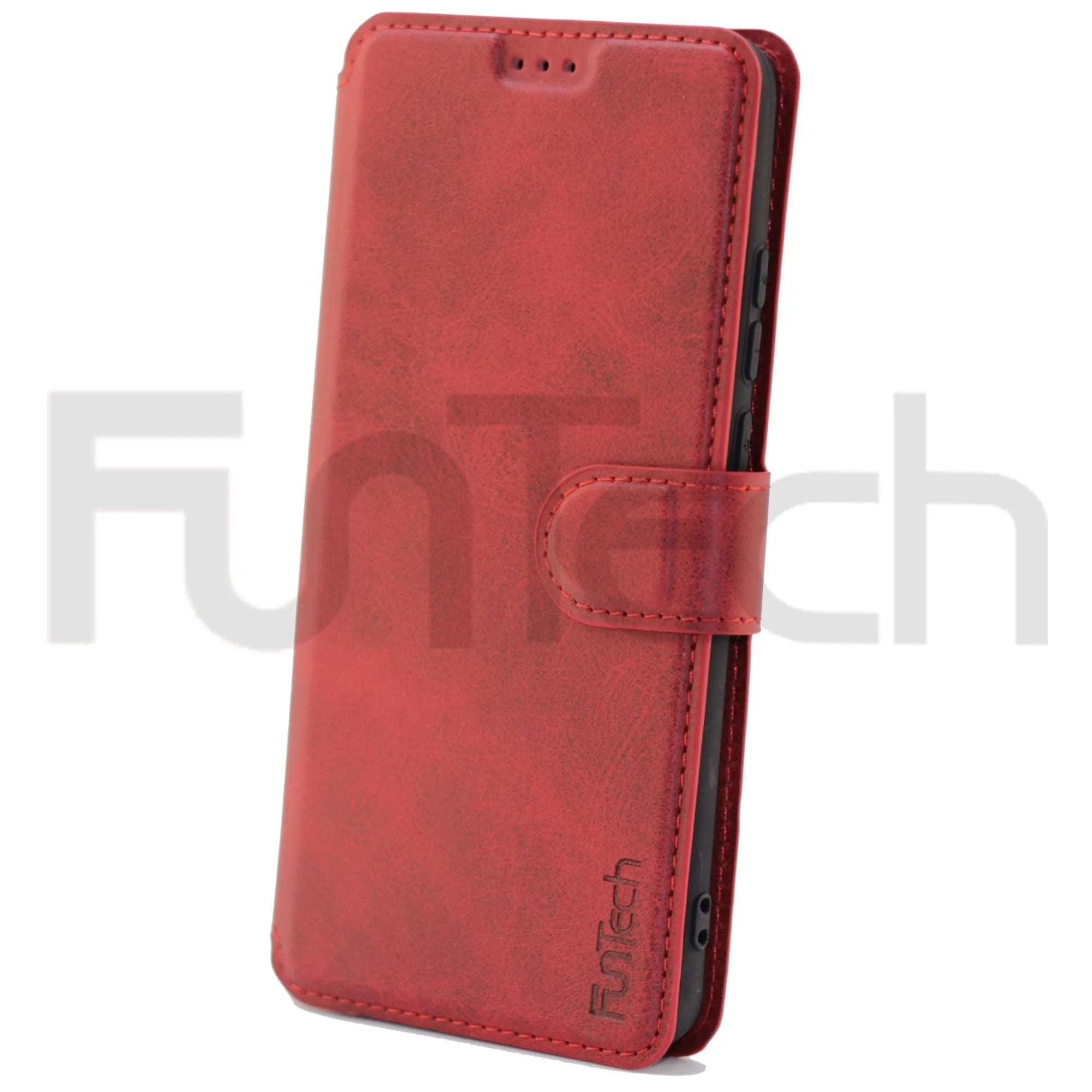 Huawei P40 Pro, Leather Wallet Case, Color Red,