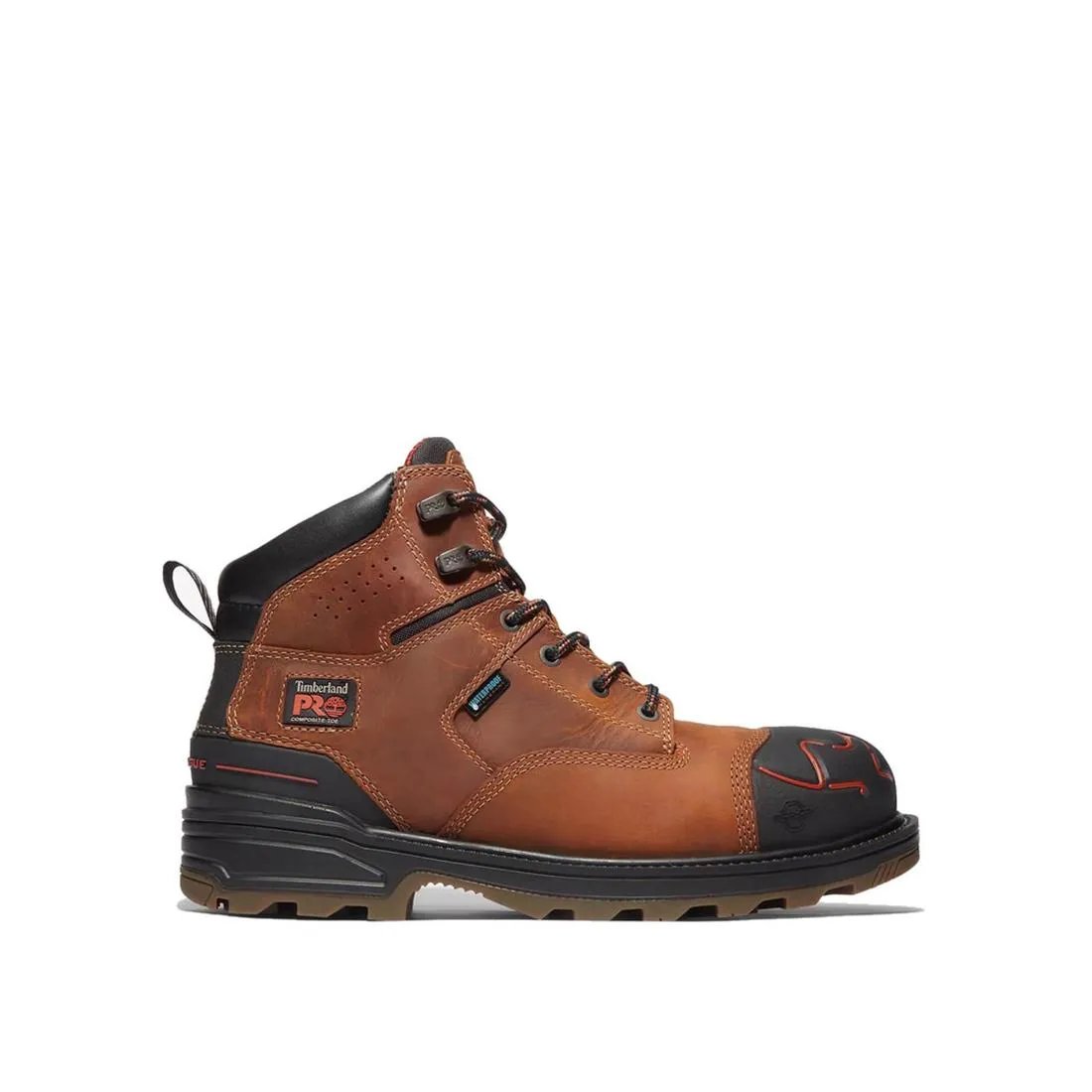 Magnitude 6 Inch Composite-Toe Waterproof Work Boot Red and Brown