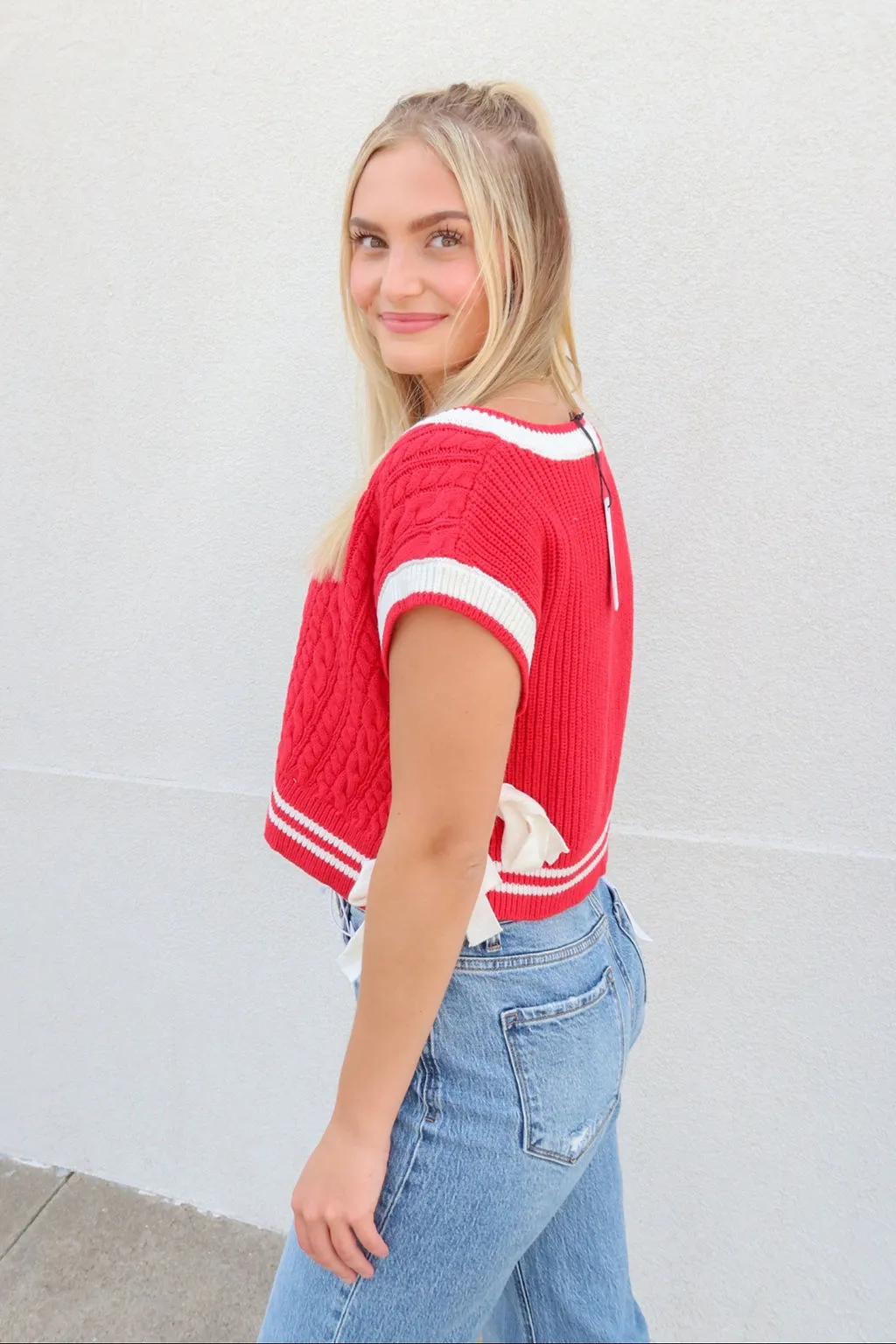 Matter Of Fact Red Sweater Vest With Bows