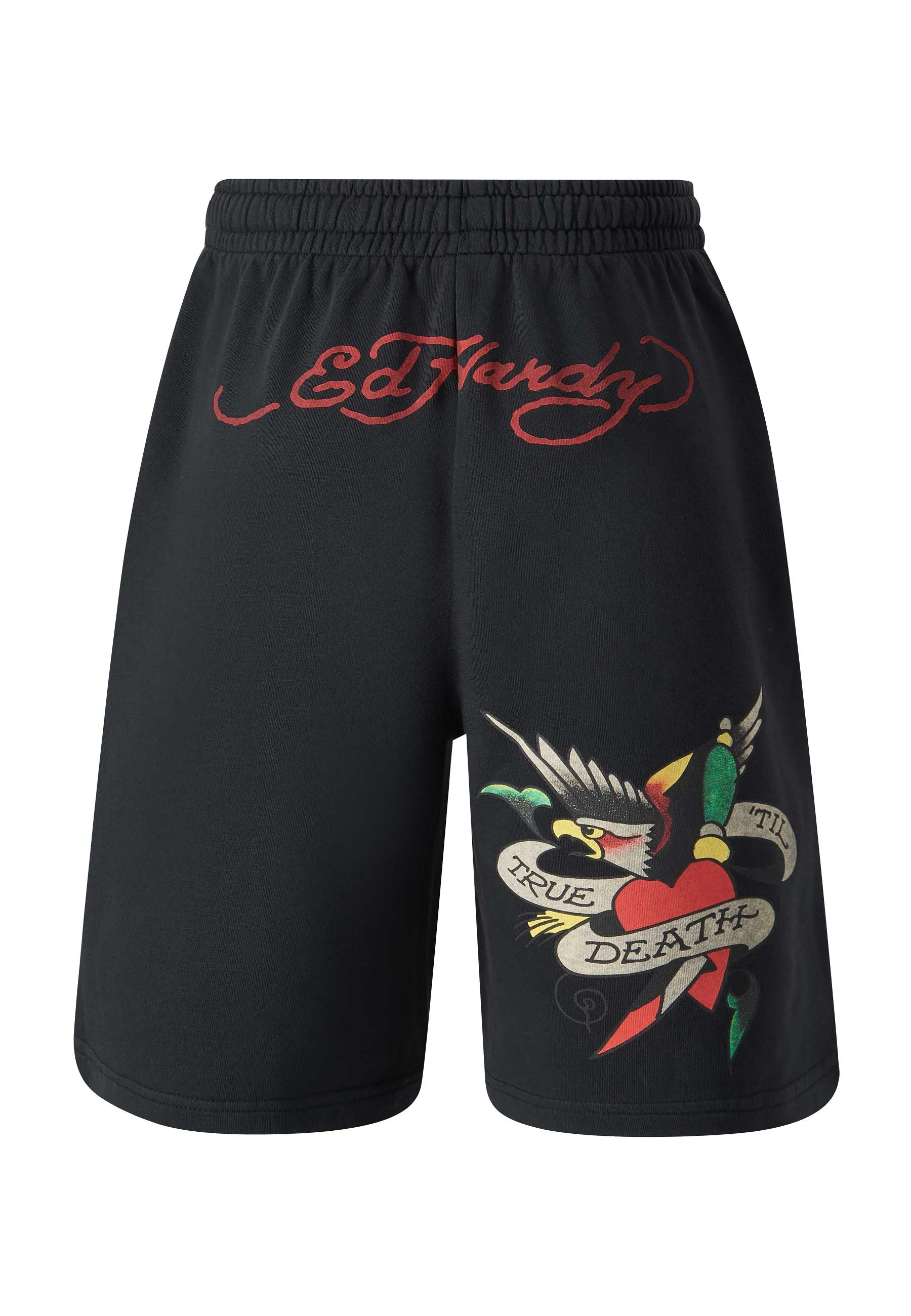 Mens True Till Death Sweat Shorts - Washed Black