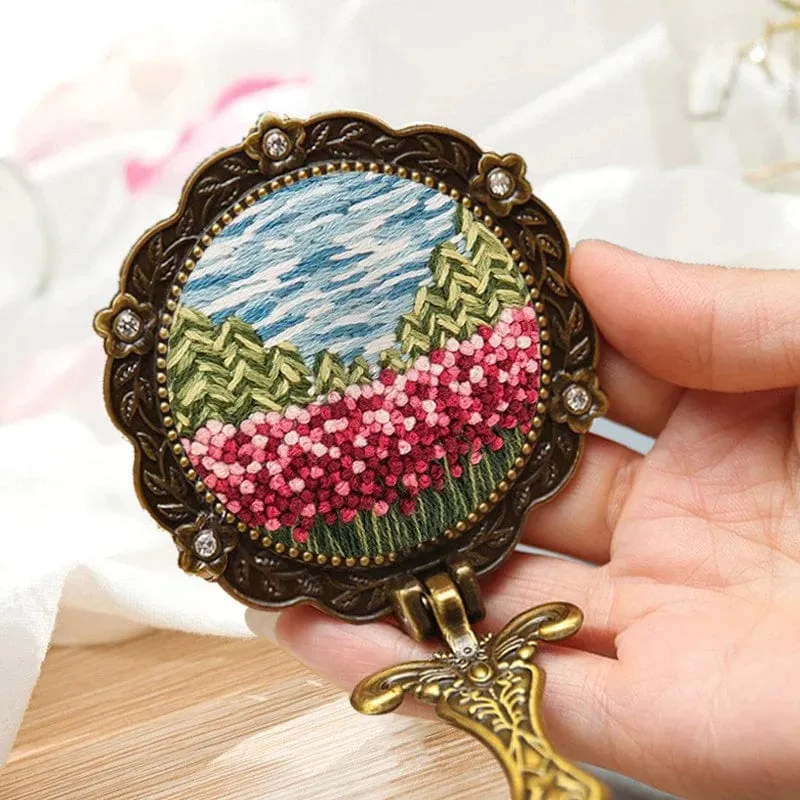 Modestly Yours Embroidered Hand Held Mirror