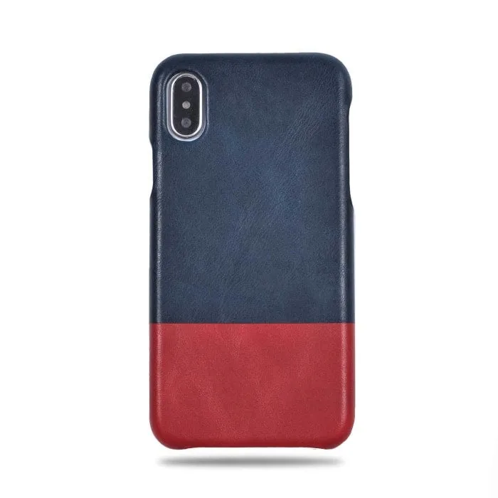 Peacock Blue & Crimson Red iPhone Xs / iPhone X Leather Case