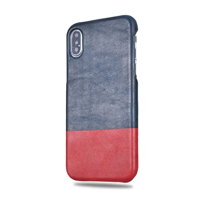 Peacock Blue & Crimson Red iPhone Xs / iPhone X Leather Case