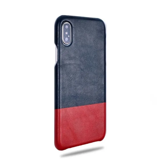 Peacock Blue & Crimson Red iPhone Xs / iPhone X Leather Case