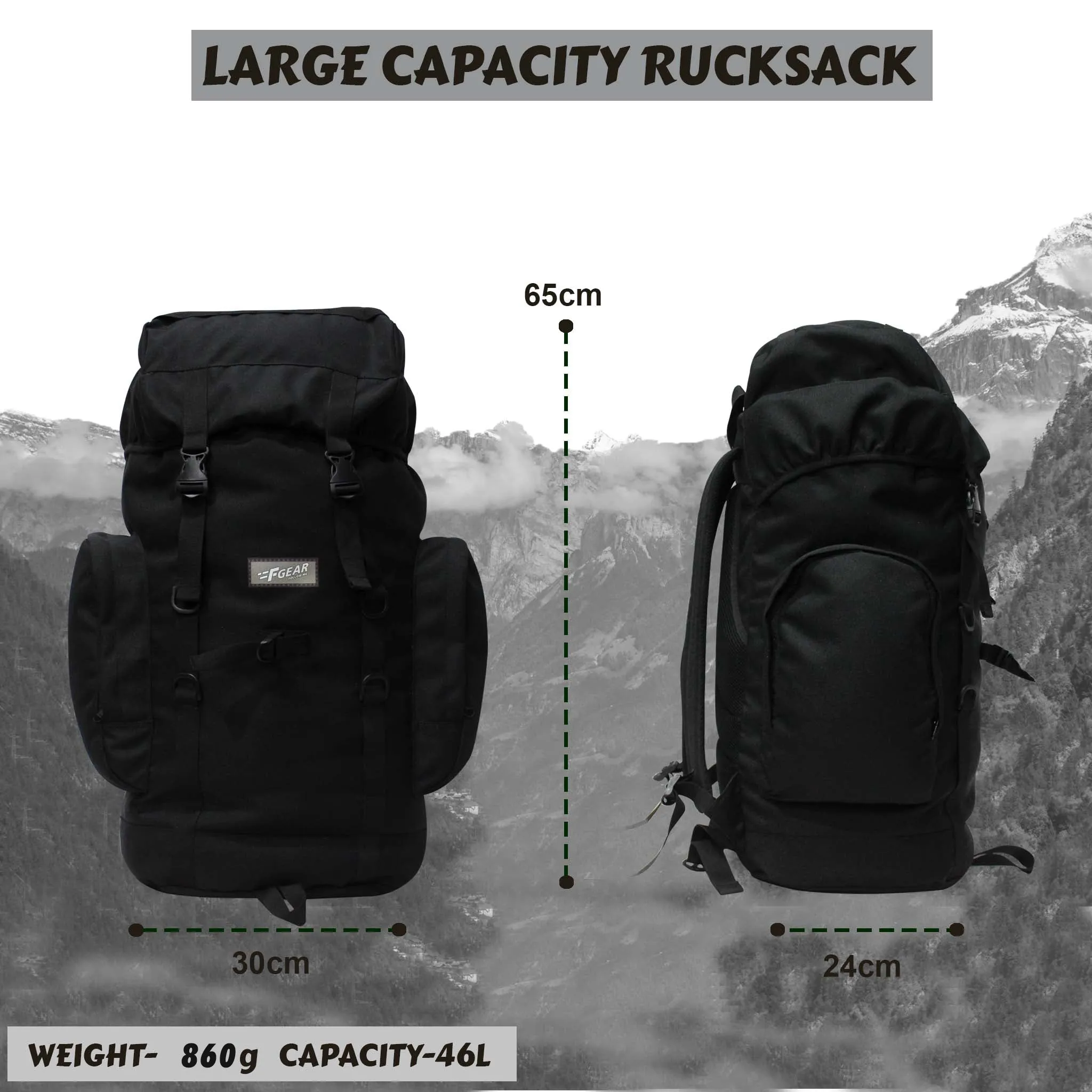 Platoon 46L Black Rucksack