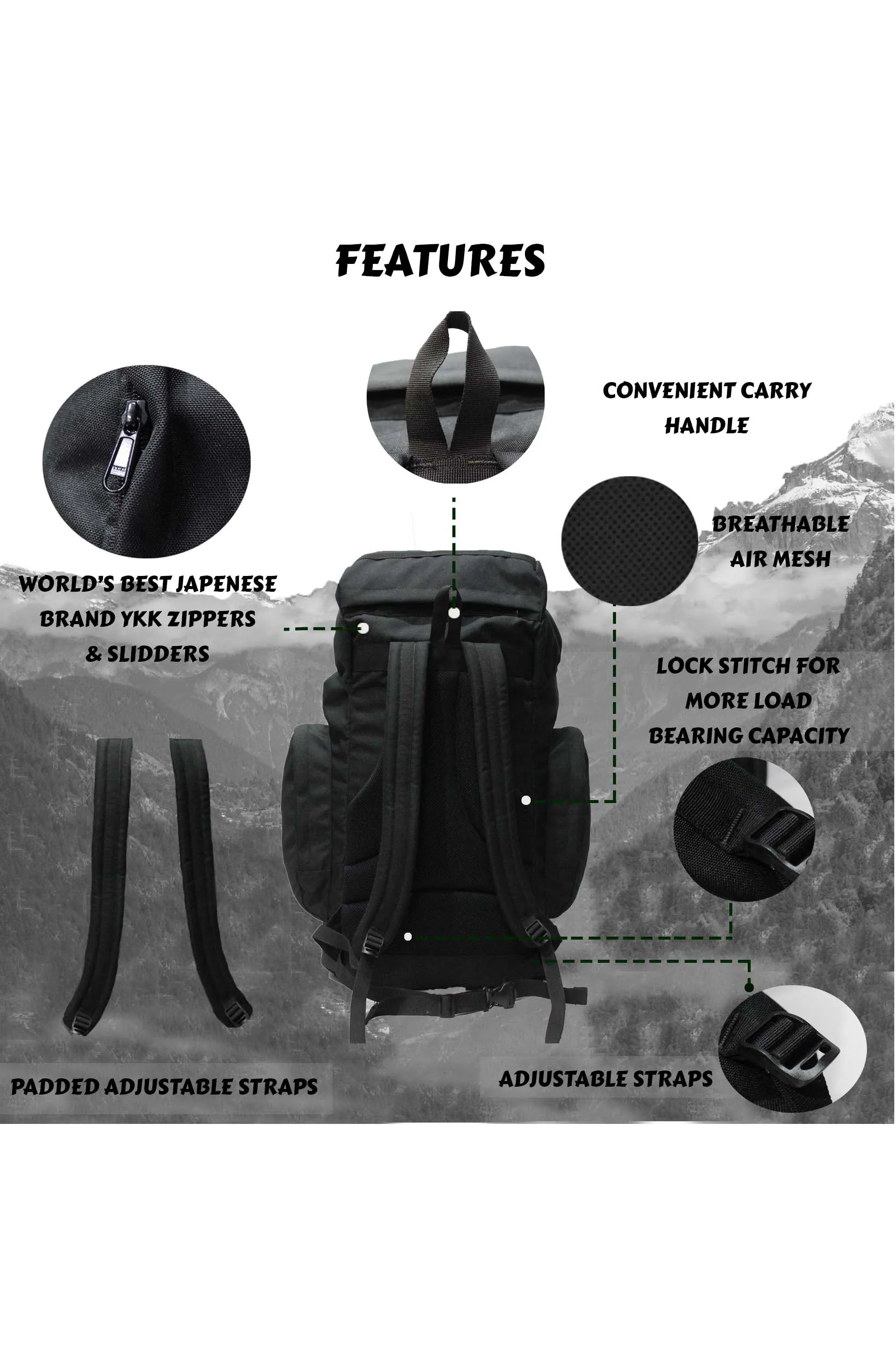 Platoon 46L Black Rucksack