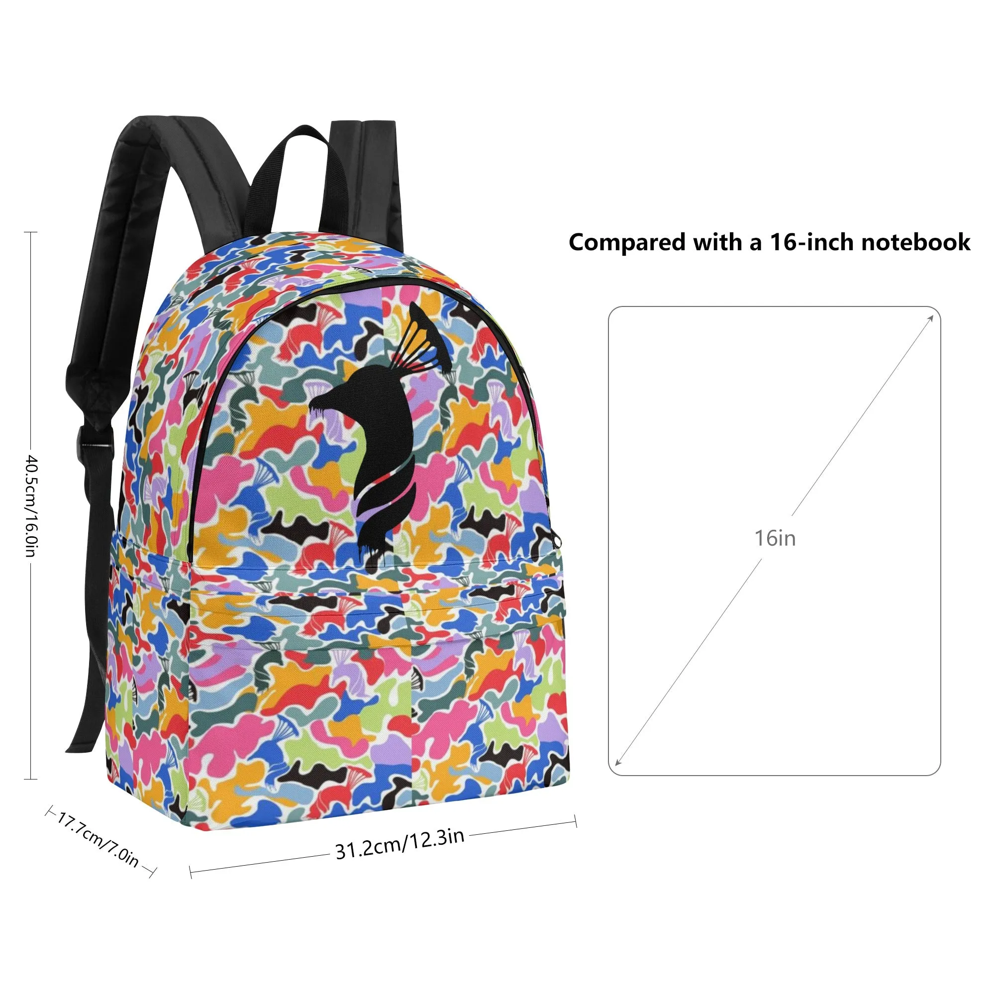 Printed   Embroidered Multi Color Camo Backpack