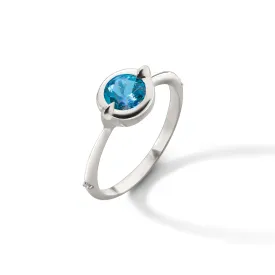 "Points North" Round London Blue Topaz Ring with White Sapphires