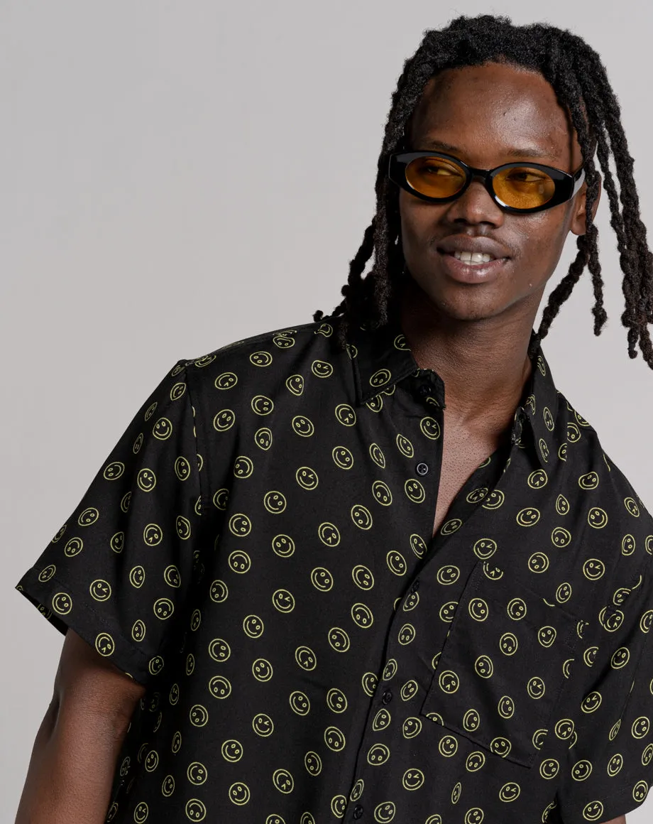 SMILEY UNISEX PRINTED SHIRT | BLACK