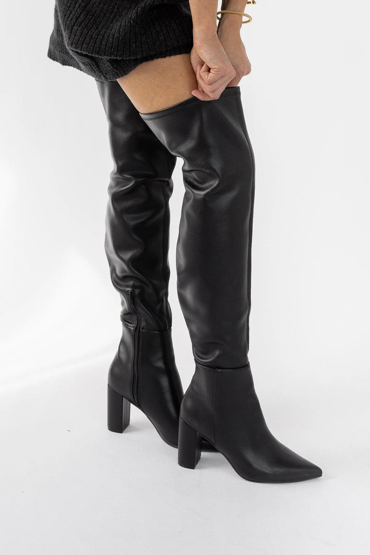 Strut On Through Black Thigh High Boots - Final Sale