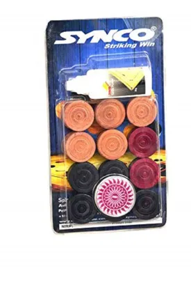 Synco Carrom Coins with Striker and Powder Blister Set