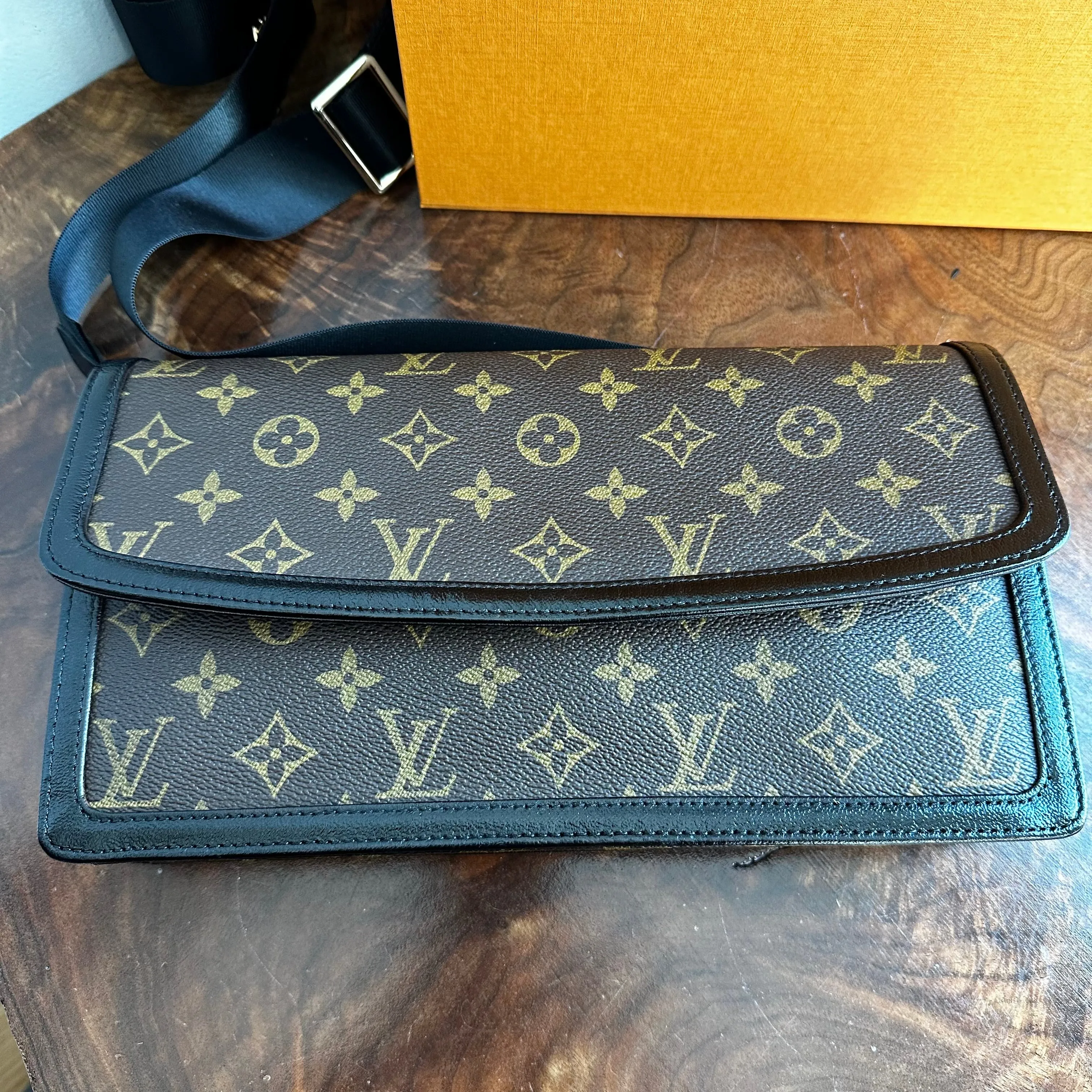 The Crane - Vintage Monogram LV Crossbody Bag in Black