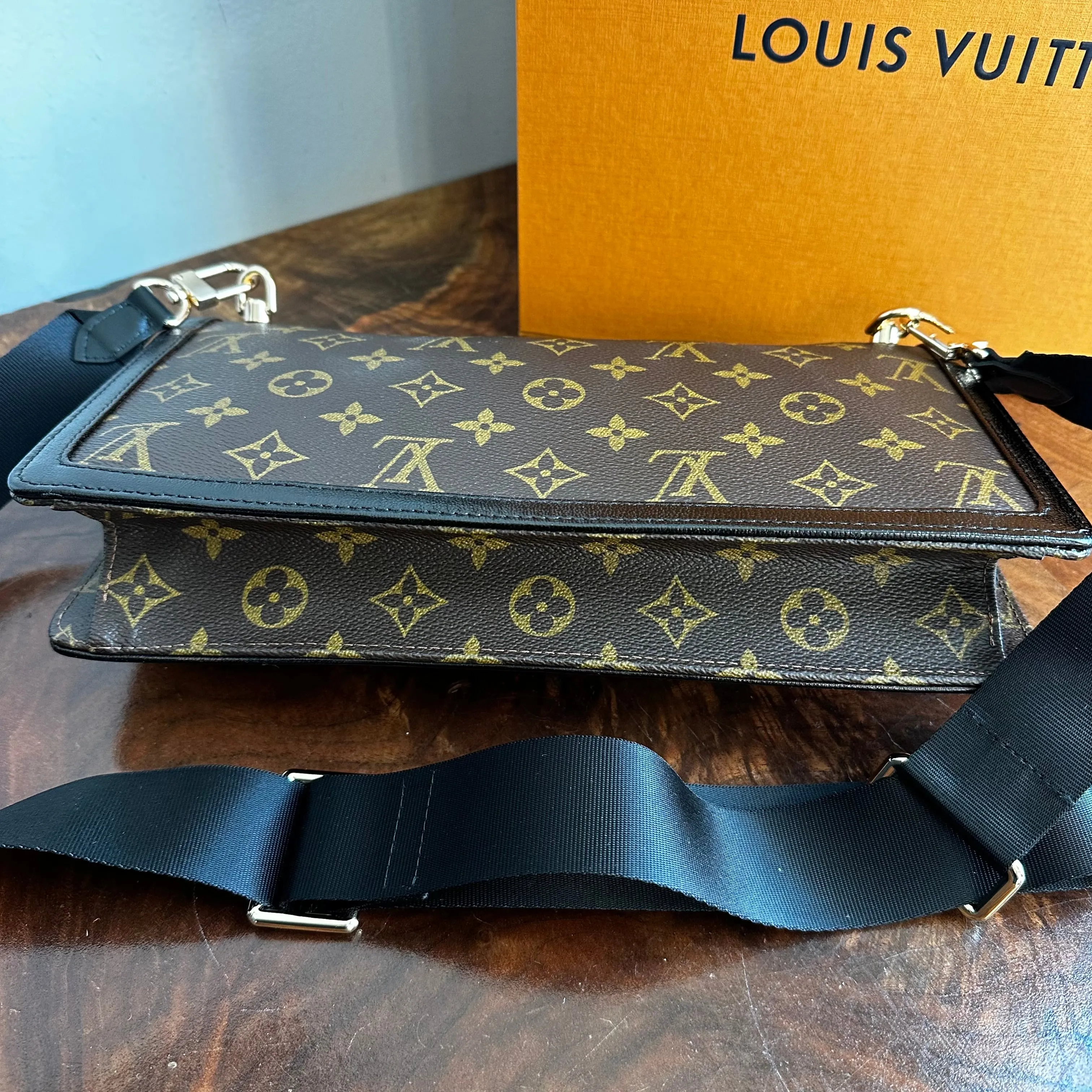 The Crane - Vintage Monogram LV Crossbody Bag in Black