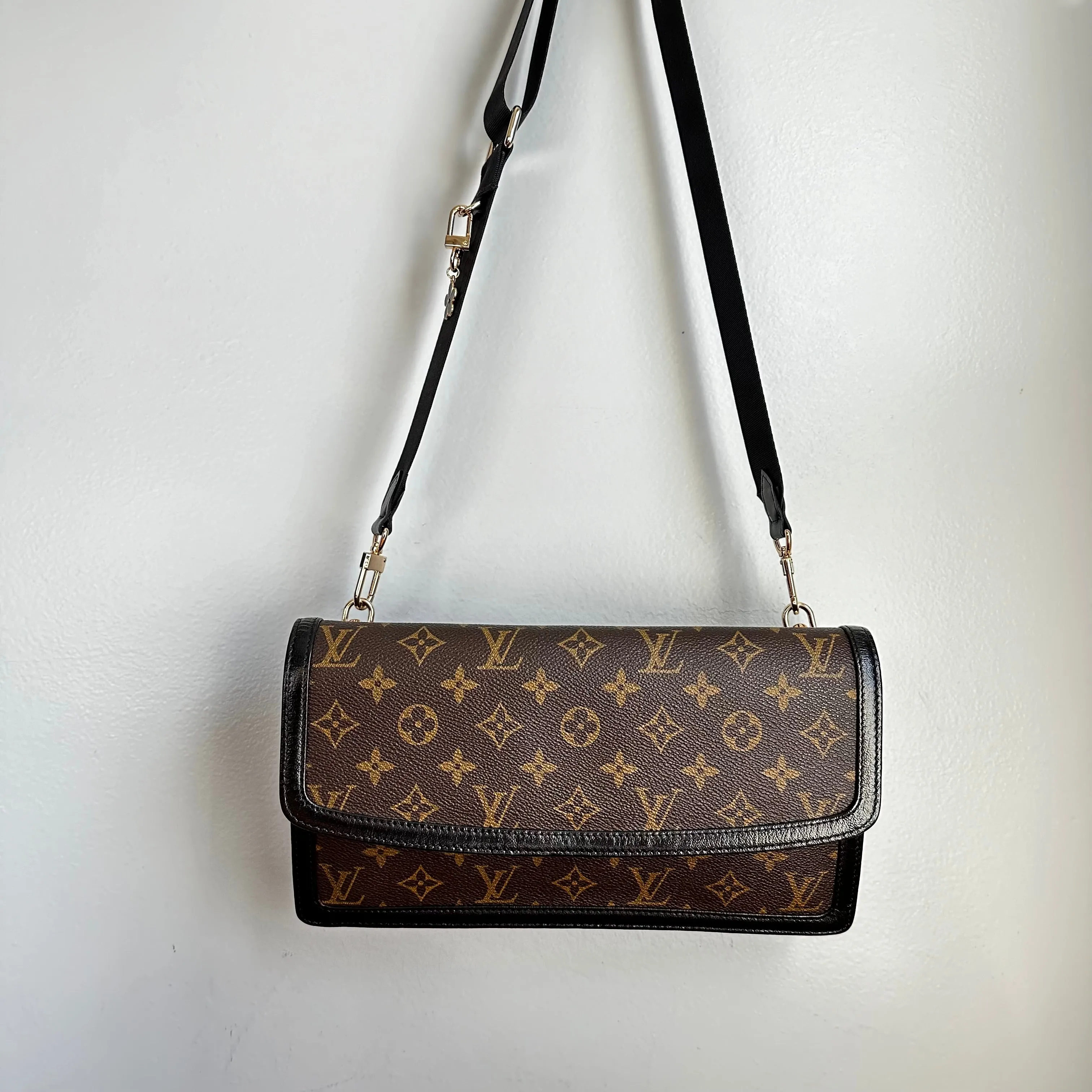 The Crane - Vintage Monogram LV Crossbody Bag in Black