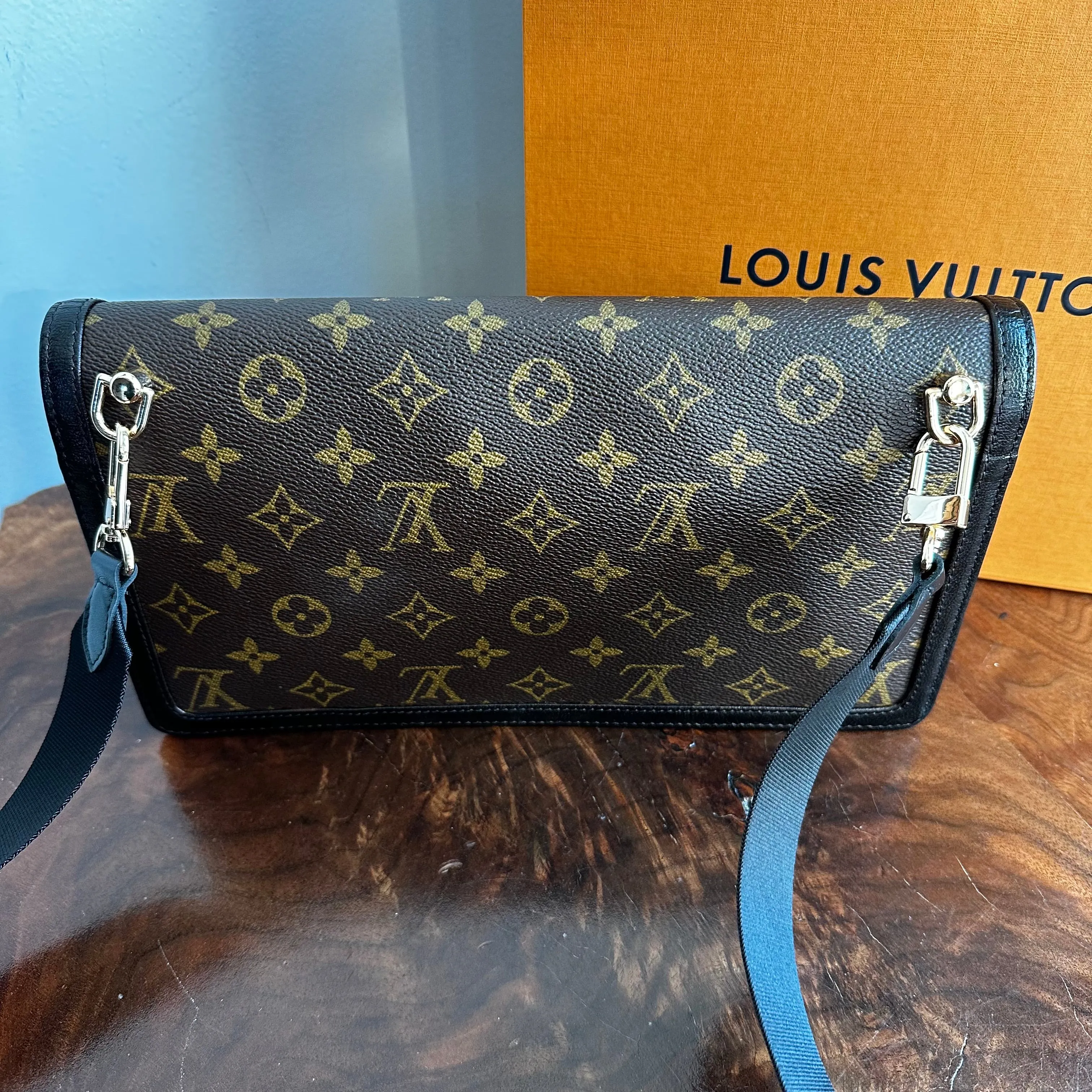 The Crane - Vintage Monogram LV Crossbody Bag in Black