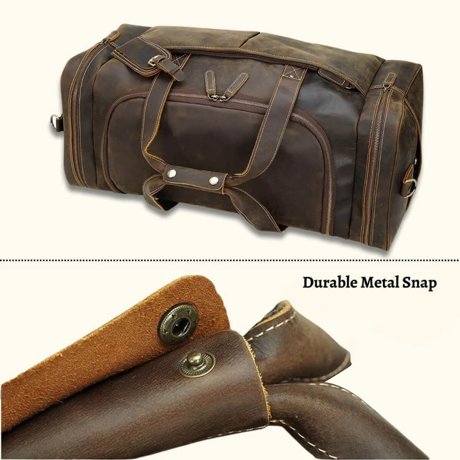 The Wild West - Vintage Leather Duffle Bag