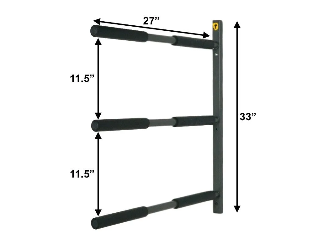 Wall Mount Surf & SUP Rack | 3 Boards | Heavy Duty Metal