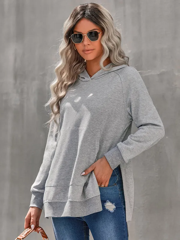 Women's Overhead Hoodie With Longer Back Length and Side Split Design