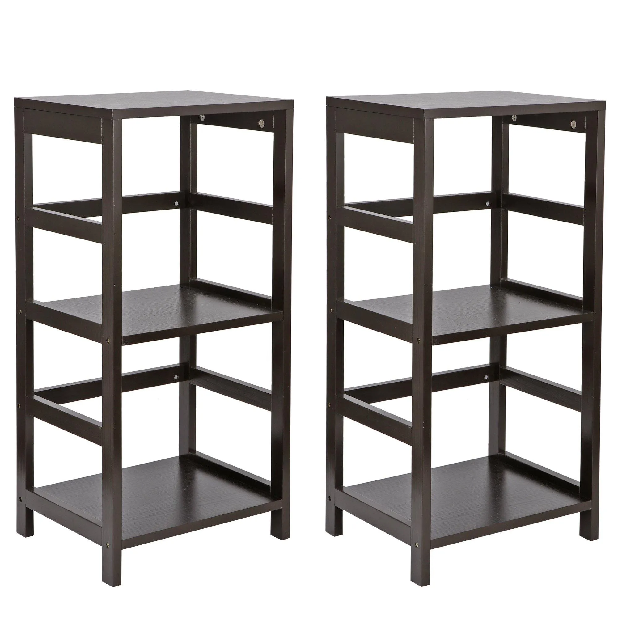 ZENY™ 3-Shelf Open Wood Shelving Unit, Living Room End Table, Side Table w/ Storage Shelf Set of 2